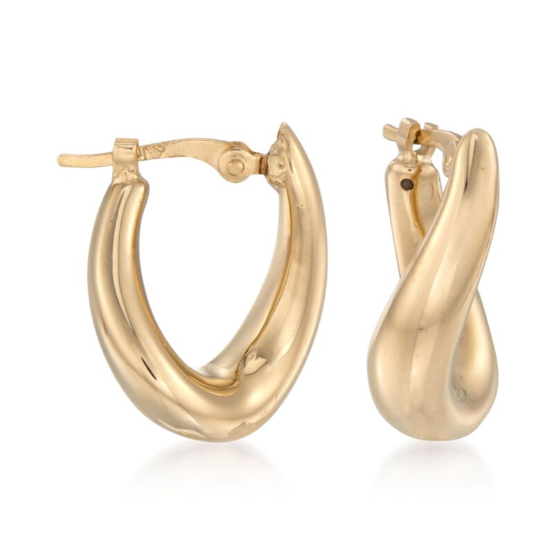 14kt Yellow Gold Twisted Hoop Earrings. 1/4&quot; image number 0