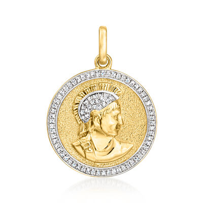 .25 ct. t.w. Diamond Roman Soldier Medallion Pendant in 18kt Gold Over Sterling