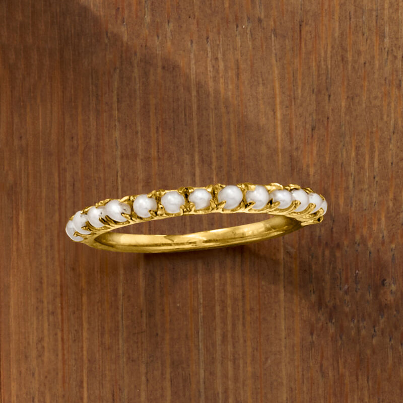 2mm Cultured Pearl Ring in 18kt Gold Over Sterling image number 4