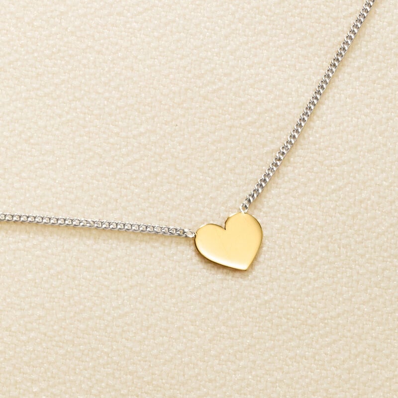 Italian 14kt Yellow Gold Heart and Sterling Silver Curb-Link Necklace. 16&quot; image number 2