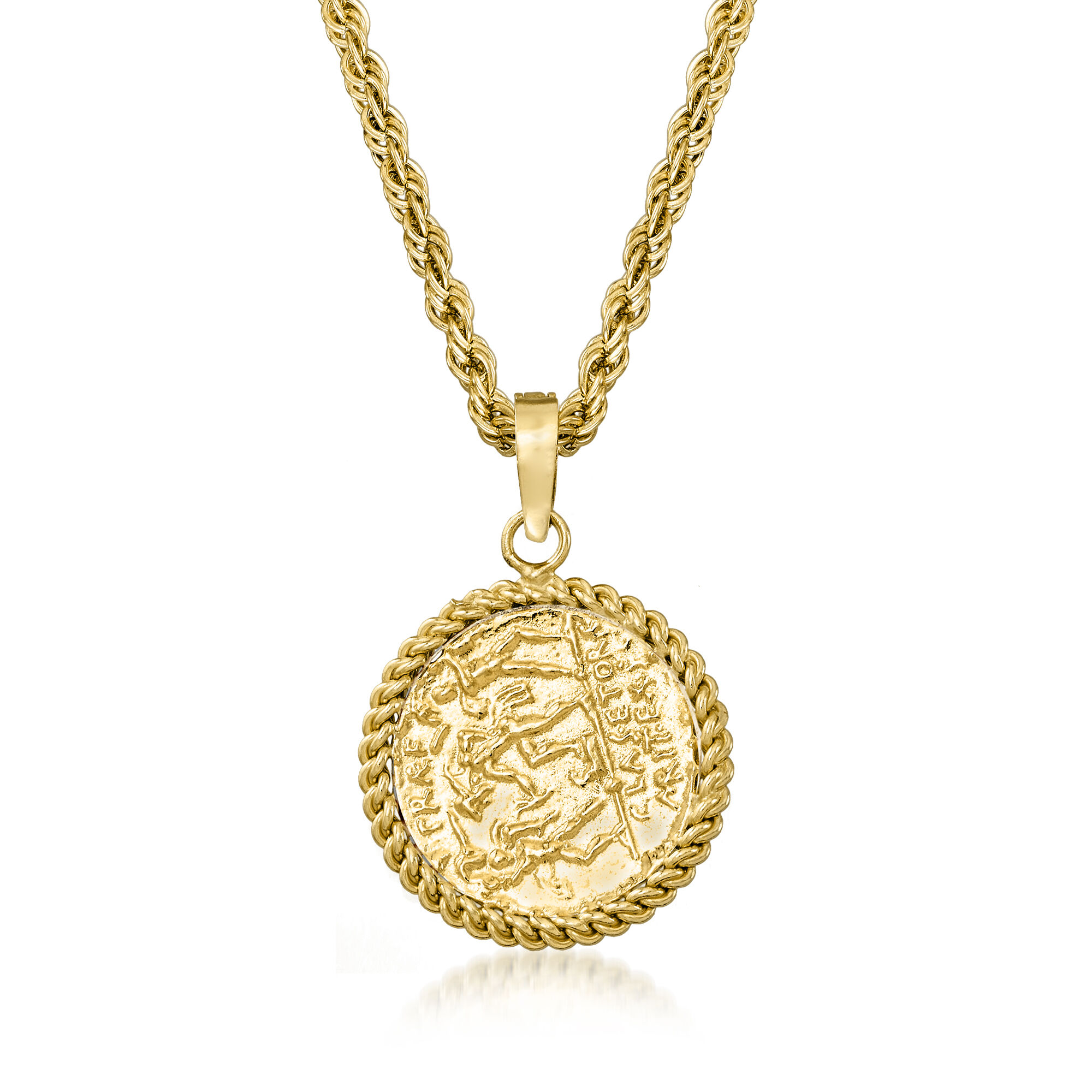 Replica Coin Pendant Necklace in 18kt Gold Over Sterling