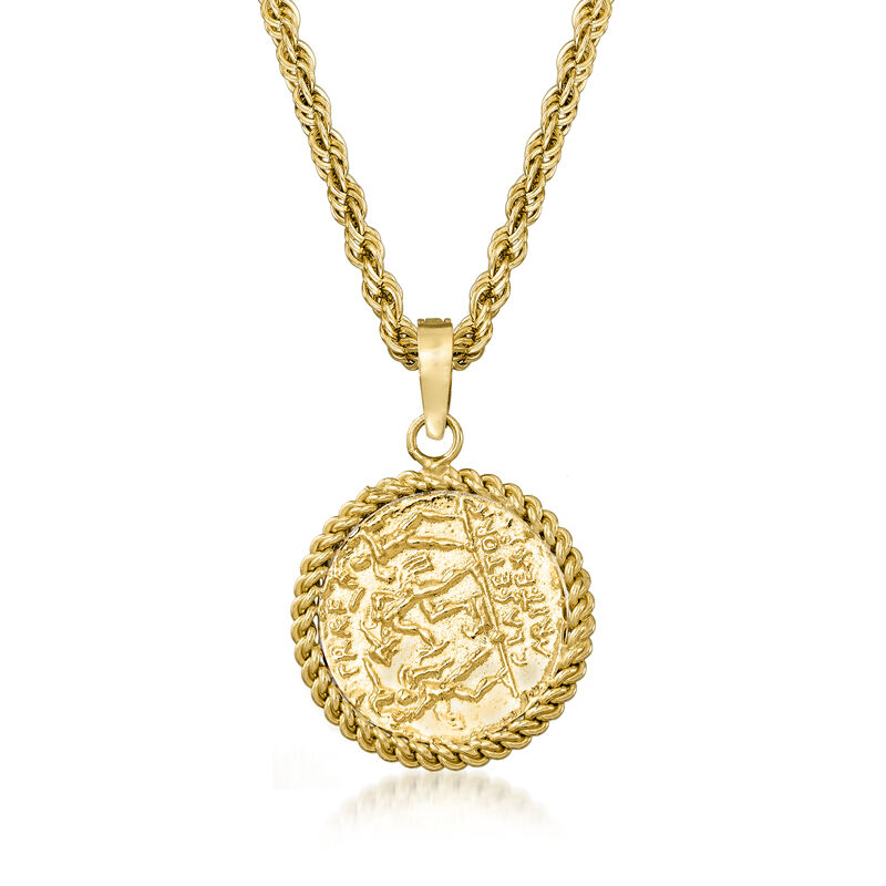 Replica Coin Pendant Necklace in 18kt Gold Over Sterling image number 2