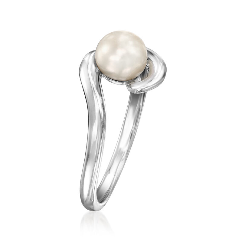6-6.5mm Cultured Pearl Swirl Ring in Sterling Silver image number 2