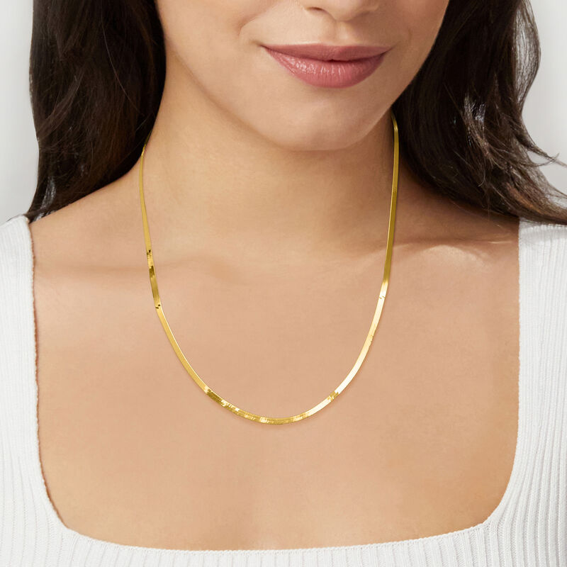 Italian 3mm 10kt Yellow Gold Herringbone Necklace. 20" image number 0