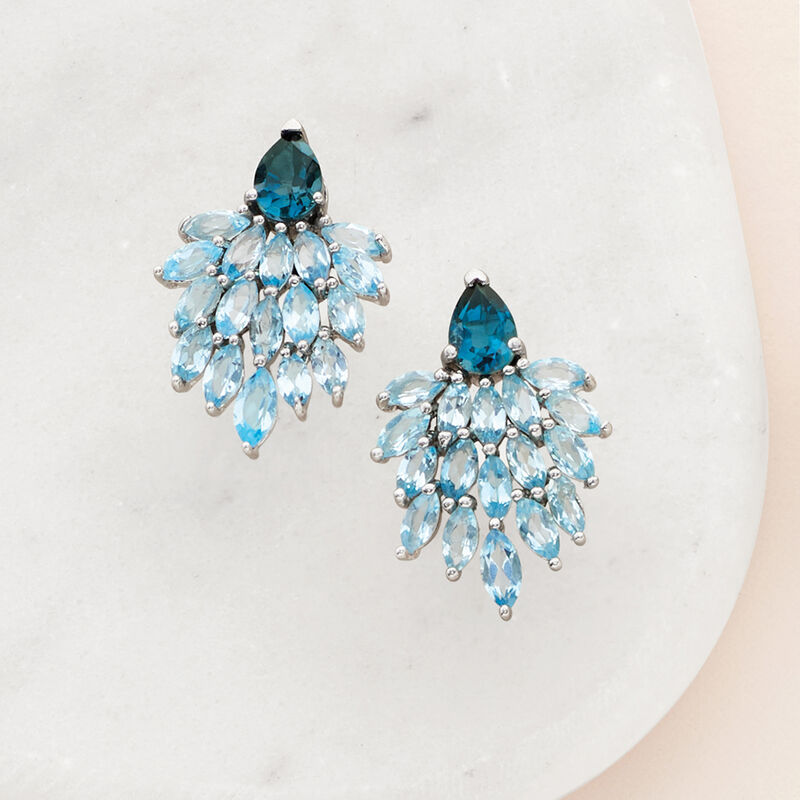 7.20 ct. t.w. Blue Topaz Drop Earrings in Sterling Silver  image number 2