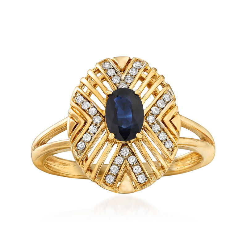.50 Carat Sapphire and .10 ct. t.w. Diamond Geometric Ring in 14kt Yellow Gold image number 0