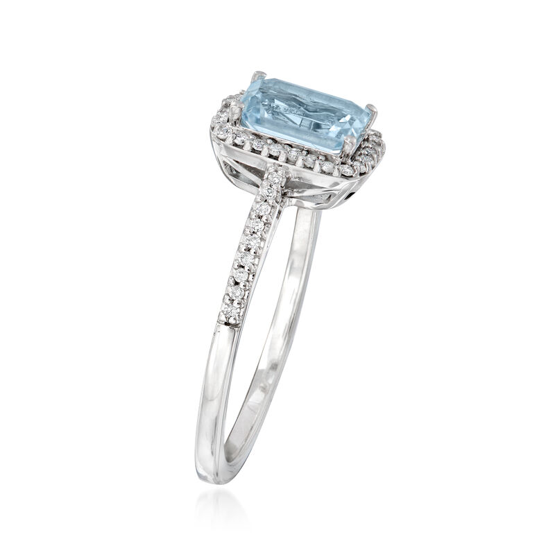 1.00 Carat Aquamarine and .15 ct. t.w. Diamond Ring in 14kt White Gold image number 2