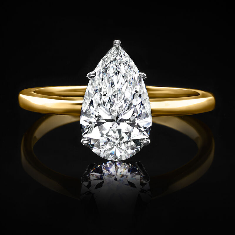 2.00 Carat Pear-Shaped Lab-Grown Diamond Solitaire Ring in 14kt Yellow Gold image number 3