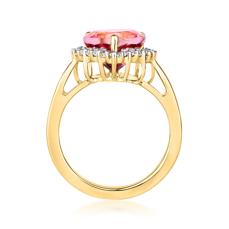 4.50 Carat Pink Topaz Heart Ring with .50 ct. t.w. White Topaz in 18kt Gold Over Sterling image number 1