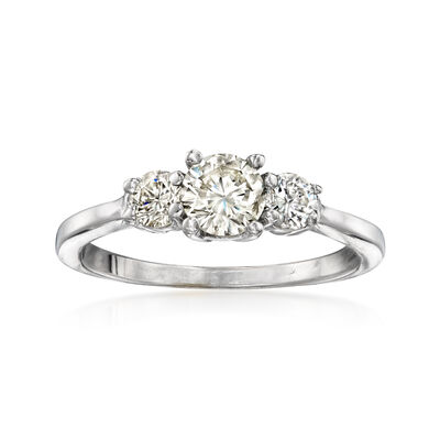 C. 2000 Vintage .85 ct. t.w. Diamond Three-Stone Ring in 14kt White Gold