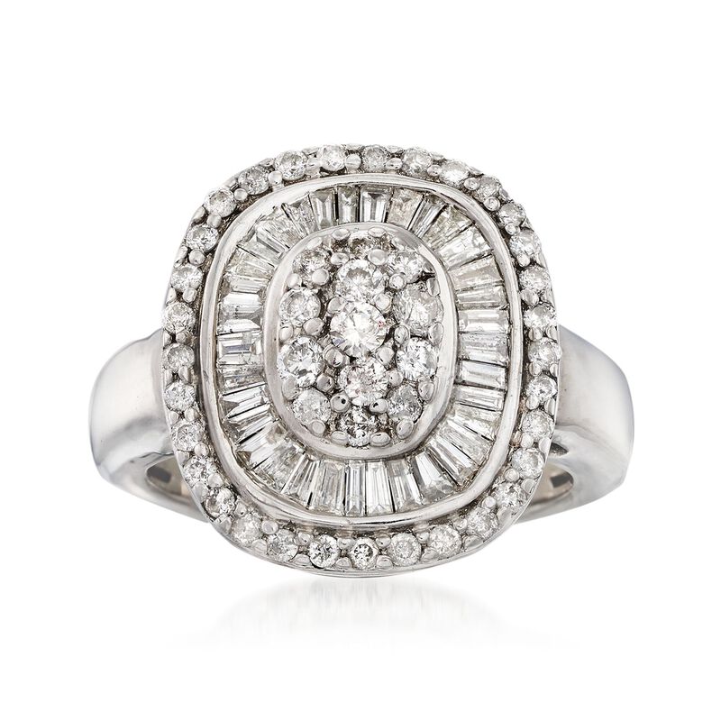 C. 1990 Vintage 1.20 ct. t.w. Diamond Cluster Ring in 14kt White Gold image number 0