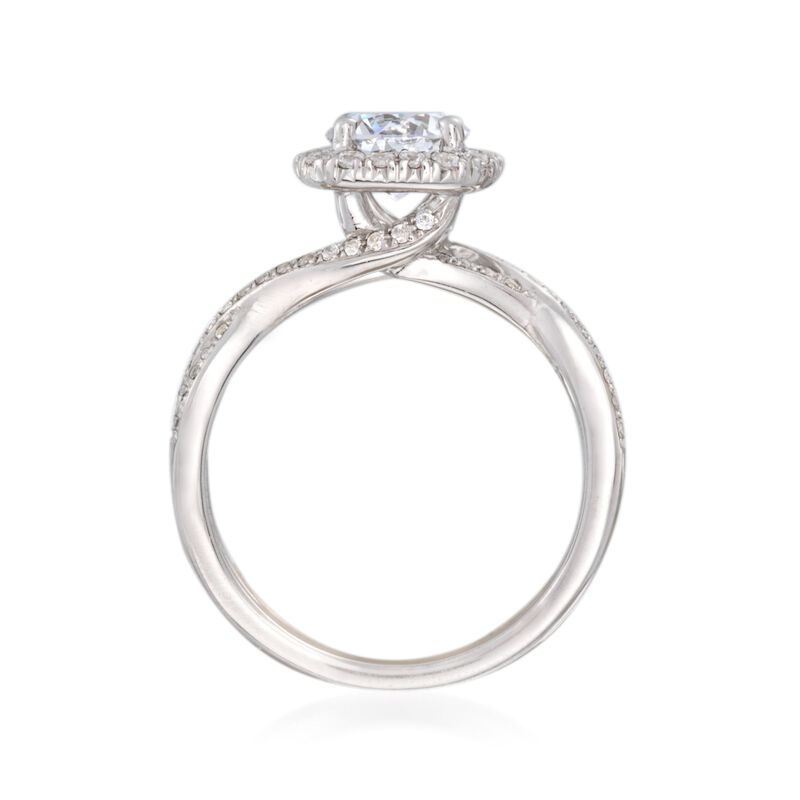 Simon G. .30 ct. t.w. Diamond Twisted Halo Engagement Ring Setting in 18kt White Gold image number 3