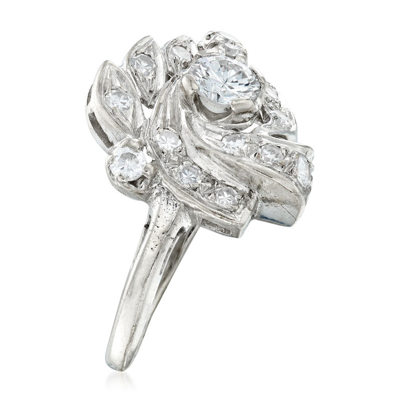 C. 1950 Vintage .85 ct. t.w. Diamond Cluster Ring in 14kt White Gold image number 2