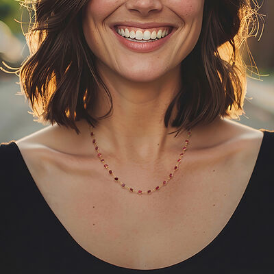 13.00 ct. t.w. Bezel-Set Ruby Necklace in 18kt Gold Over Sterling