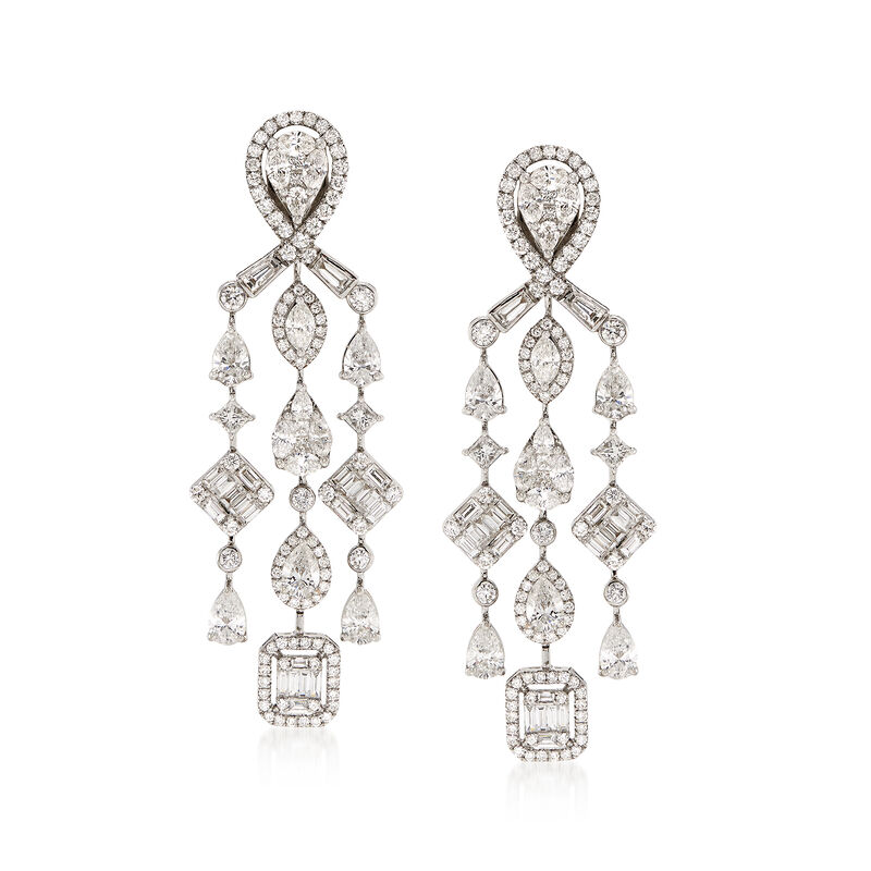 7.47 ct. t.w. Multi-Shaped Diamond Chandelier Earrings in 18kt White Gold image number 0