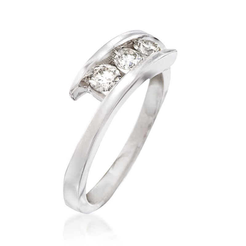 .50 ct. t.w. Diamond Three-Stone Bypass Ring in 14kt White Gold image number 2