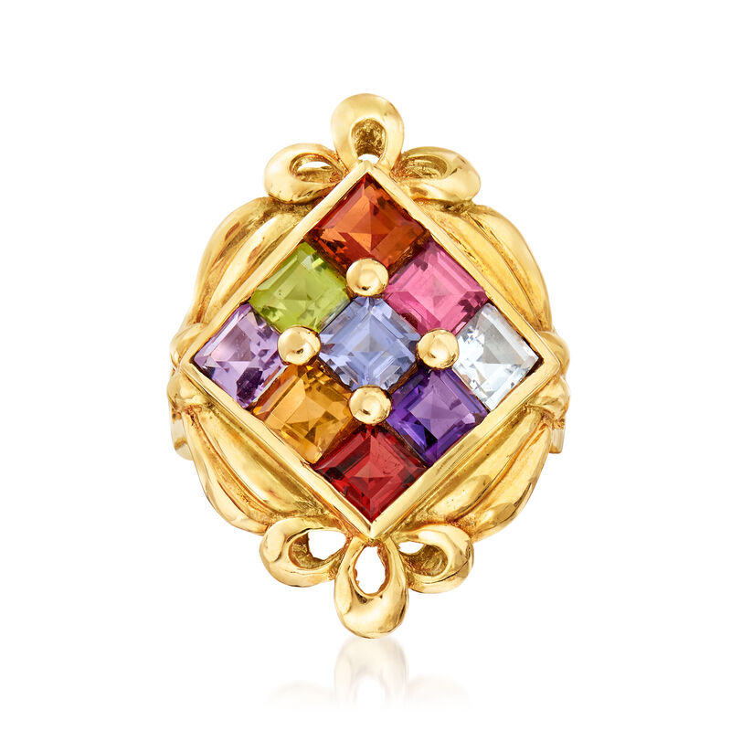 C. 1980 Vintage 2.97 ct. t.w. Multi-Gemstone Ring in 18kt Yellow Gold image number 0