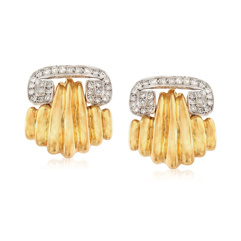 C. 1980 Vintage 1.20 ct. t.w. Diamond Shrimp Earrings in 18kt Yellow Gold image number 0