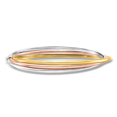 Italian 18kt Tri-Colored Gold Three-Row Bangle Bracelet