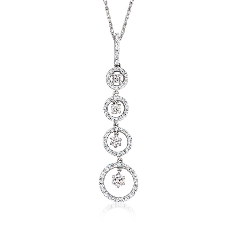 C. 1990 Vintage .90 ct. t.w. Diamond Circles Pendant Necklace in 14kt White Gold. 18" image number 0