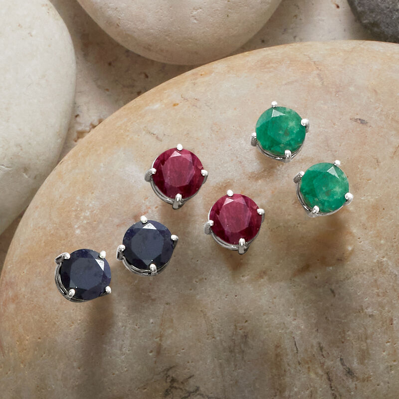 12.00 ct. t.w. Multi-Gemstone Jewelry Set: Three Pairs of Stud Earrings in Sterling Silver  image number 6