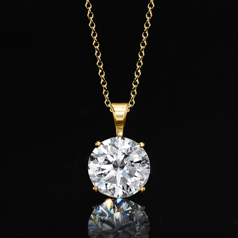 3.00 Carat Lab-Grown Diamond Solitaire Necklace in 14kt Yellow Gold. 16&quot; image number 2