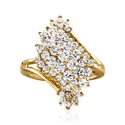 C. 1980 Vintage 2.00 ct. t.w. Diamond Waterfall Ring in 14kt Yellow Gold