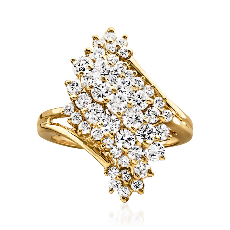 C. 1980 Vintage 2.00 ct. t.w. Diamond Waterfall Ring in 14kt Yellow Gold. Size 7.25 image number 0
