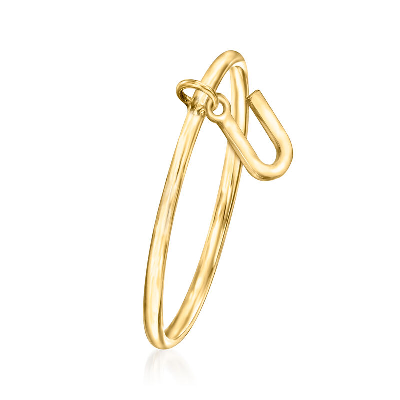 14kt Yellow Gold "U" Initial Charm Ring. Size 7 image number 2