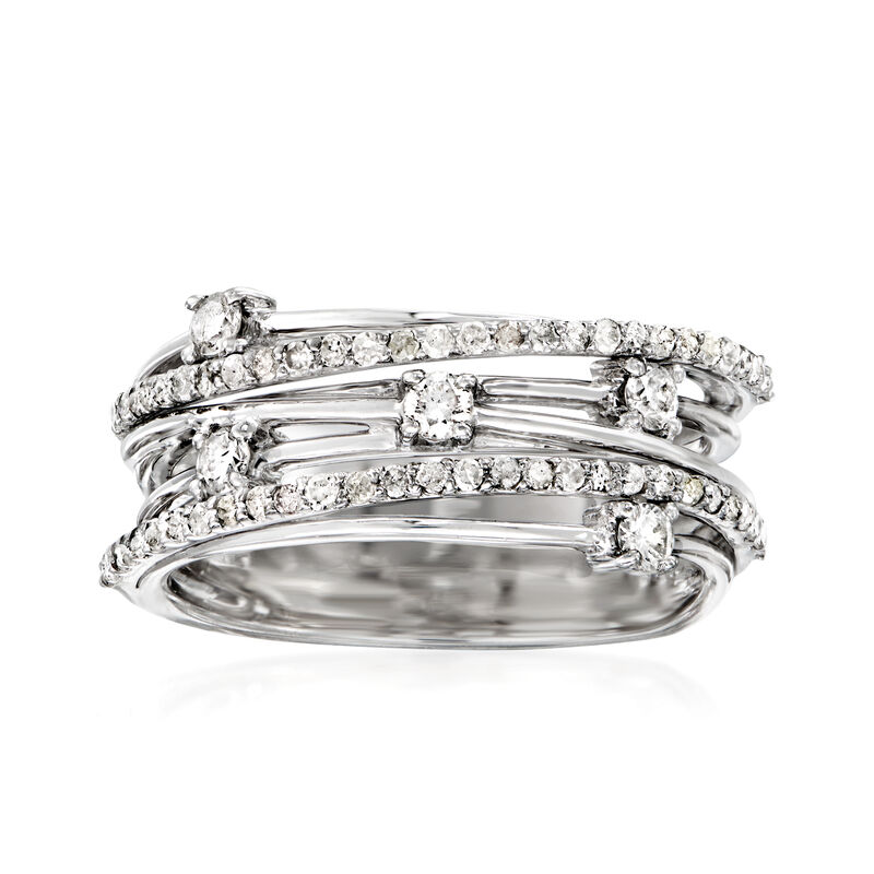 .50 ct. t.w. Diamond Highway Station Ring in Sterling Silver image number 0