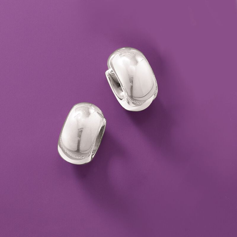 Sterling Silver Wide Hoop Earrings. 7/8&quot; image number 3