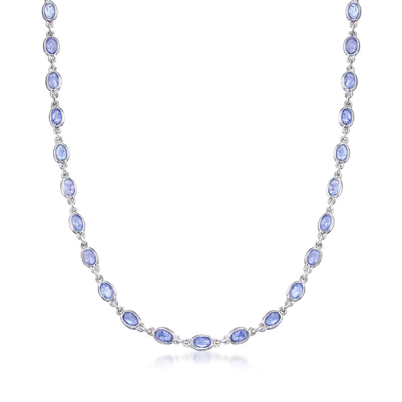 19.00 ct. t.w. Tanzanite Station Necklace in Sterling Silver image number 0
