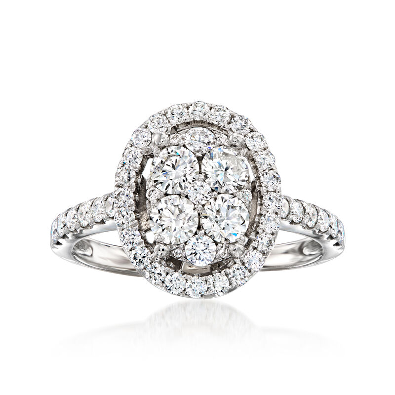 C. 2000 Vintage 1.55 ct. t.w. Diamond Cluster Ring in 14kt White Gold. Size 7 image number 0