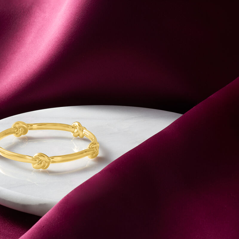 Italian Andiamo 14kt Yellow Gold Over Resin Knot Station Bangle Bracelet. 7.5&quot; image number 6