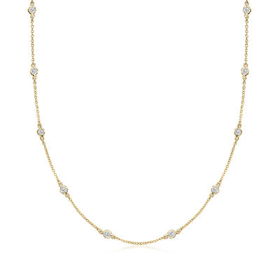 1.00 ct. t.w. Bezel-Set CZ Station Necklace in 18kt Gold Over Sterling