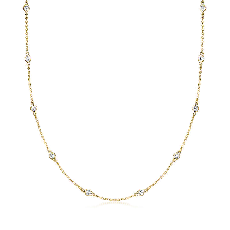 1.00 ct. t.w. Bezel-Set CZ Station Necklace in 18kt Gold Over Sterling image number 0
