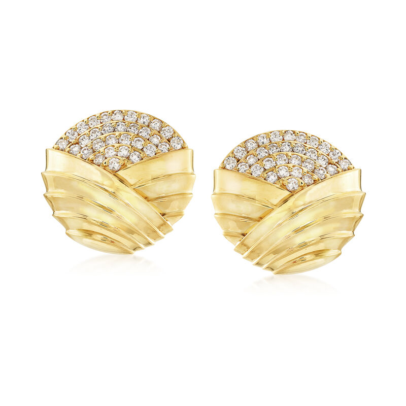 C. 1980 Vintage Jose Hess 4.00 ct. t.w. Diamond Clip-On Earrings in 18kt Yellow Gold image number 0