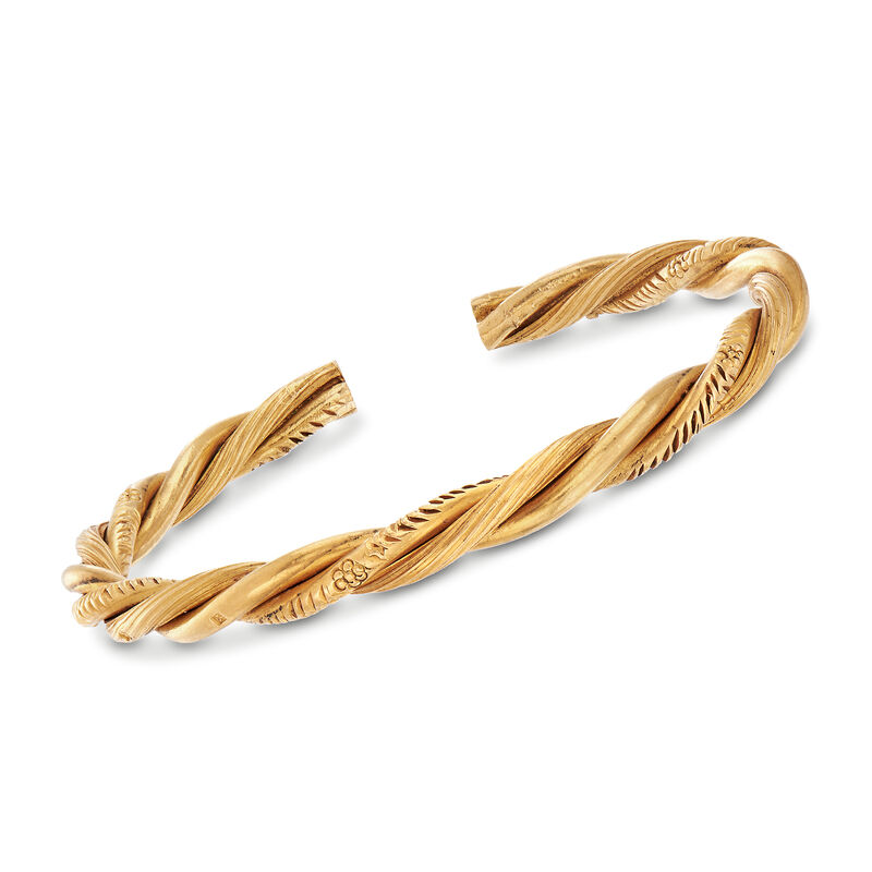 C. 1980 Vintage 22kt Yellow Gold Twisted Cuff Bangle Bracelet image number 0
