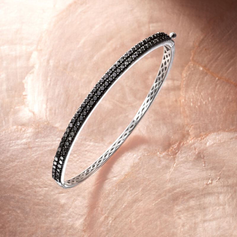 2.00 ct. t.w. Black Diamond Bangle Bracelet in Sterling Silver image number 2