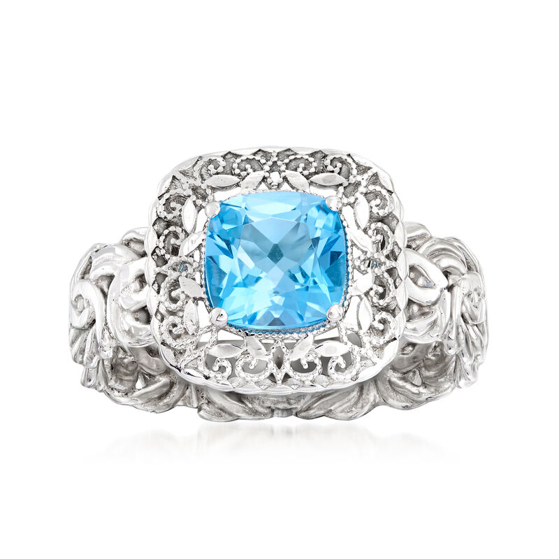 1.40 Carat Swiss Blue Topaz Ring in Sterling Silver image number 0
