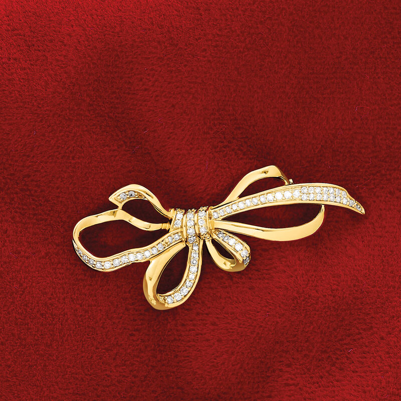 .33 ct. t.w. Diamond Bow Pin in 14kt Yellow Gold image number 2