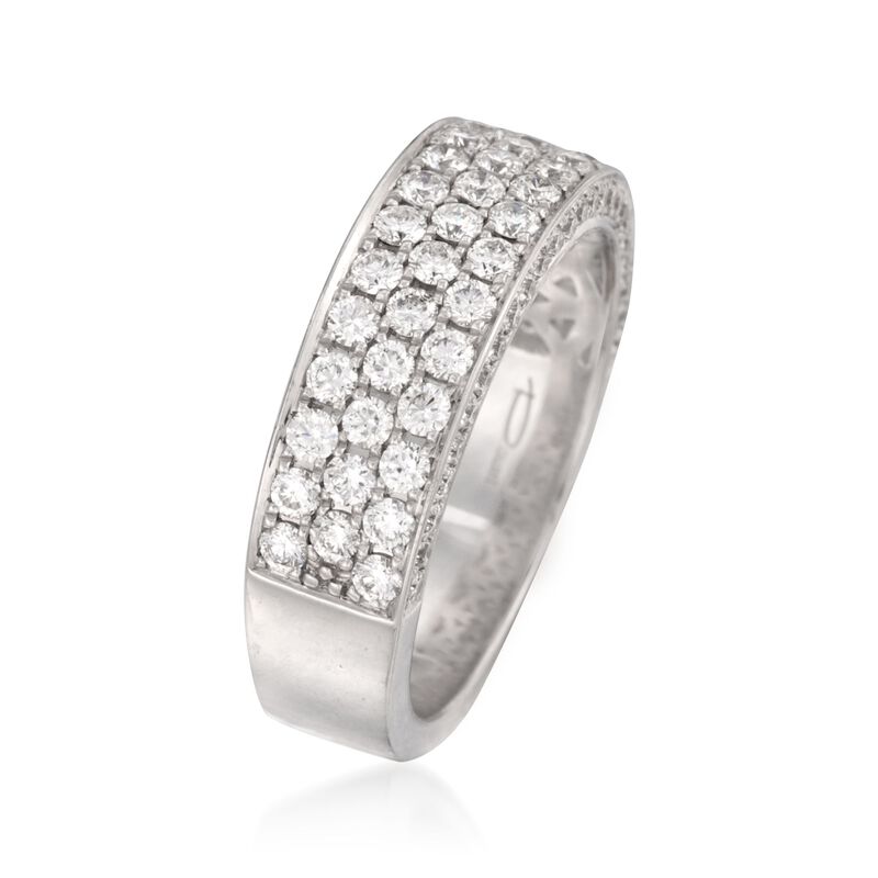 Henri Daussi 1.40 ct. t.w. Diamond Wedding Ring with Pave Sides in 14kt White Gold image number 2