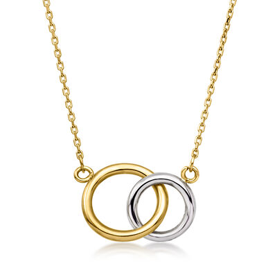 10kt Two-Tone Gold Interlocking-Circle Necklace