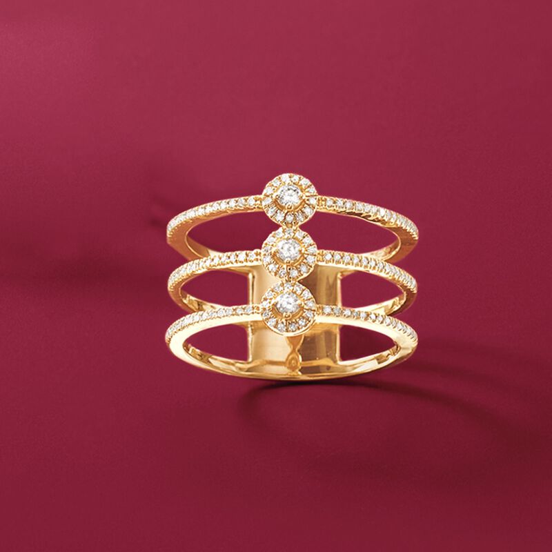 .25 ct. t.w. Diamond Three-Row Ring in 14kt Yellow Gold image number 5