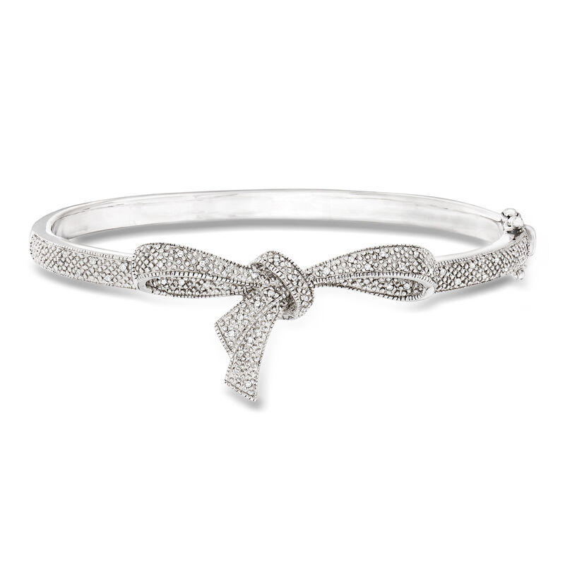 .15 ct. t.w. Diamond Bow Bangle Bracelet in Sterling Silver image number 0