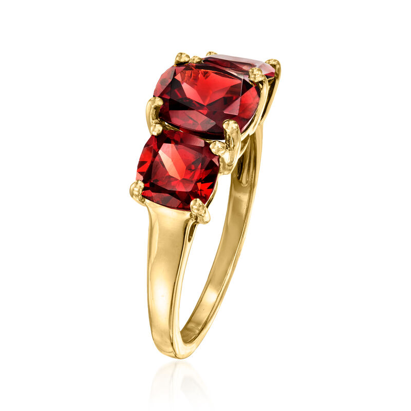4.80 ct. t.w. Garnet Three-Stone Ring in 18kt Gold Over Sterling image number 2