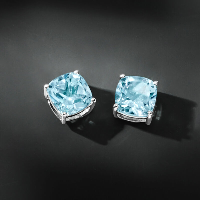 6.40 ct. t.w. Sky Blue Topaz Stud Earrings in Sterling Silver image number 3