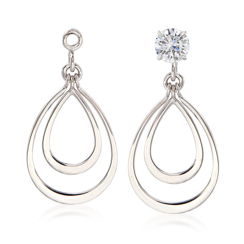 14kt White Gold Double Open Drop Earring Jackets image number 0