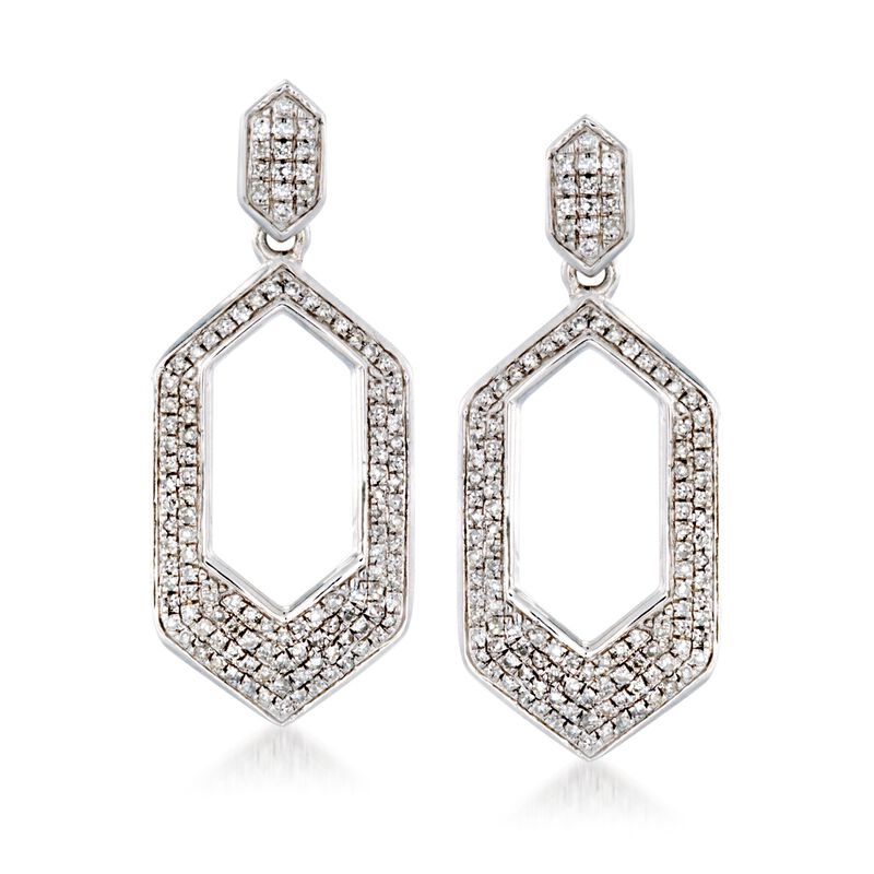 .33 ct. t.w. Diamond Hexagon Drop Earrings in Sterling Silver image number 0