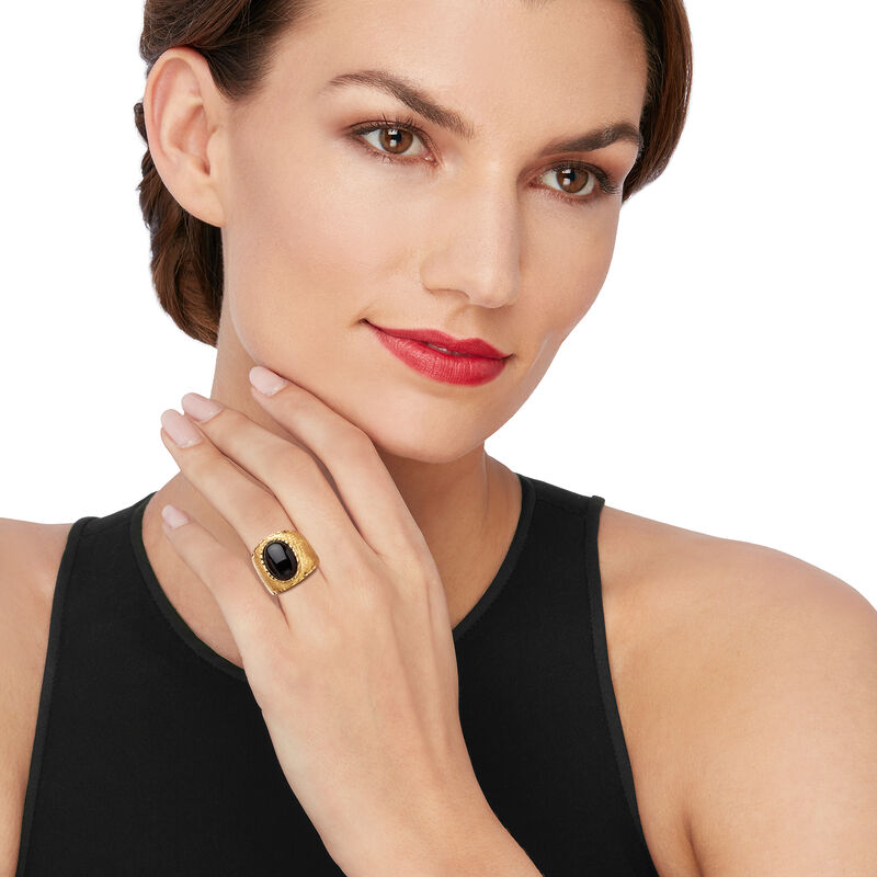 Italian 10x14mm Black Onyx Ring in 18kt Gold Over Sterling image number 1
